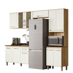Armario de Cozinha com Balcão Fit com 11 Portas e 1 Gaveta