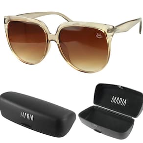 oculos sol vintage praia proteção uv feminino social + case transparente verão oval marrom