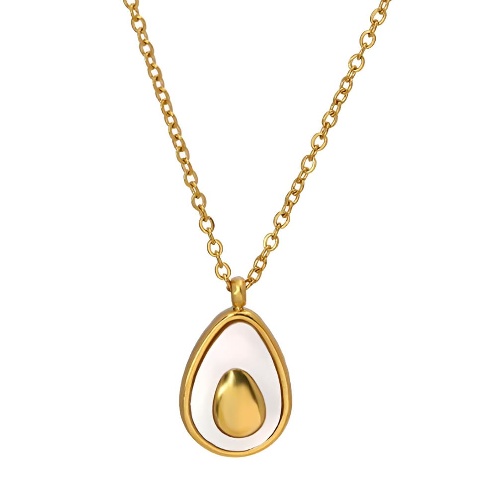 Colar Feminino Pingente Abacate Noah Banhado A Ouro 18k Aço