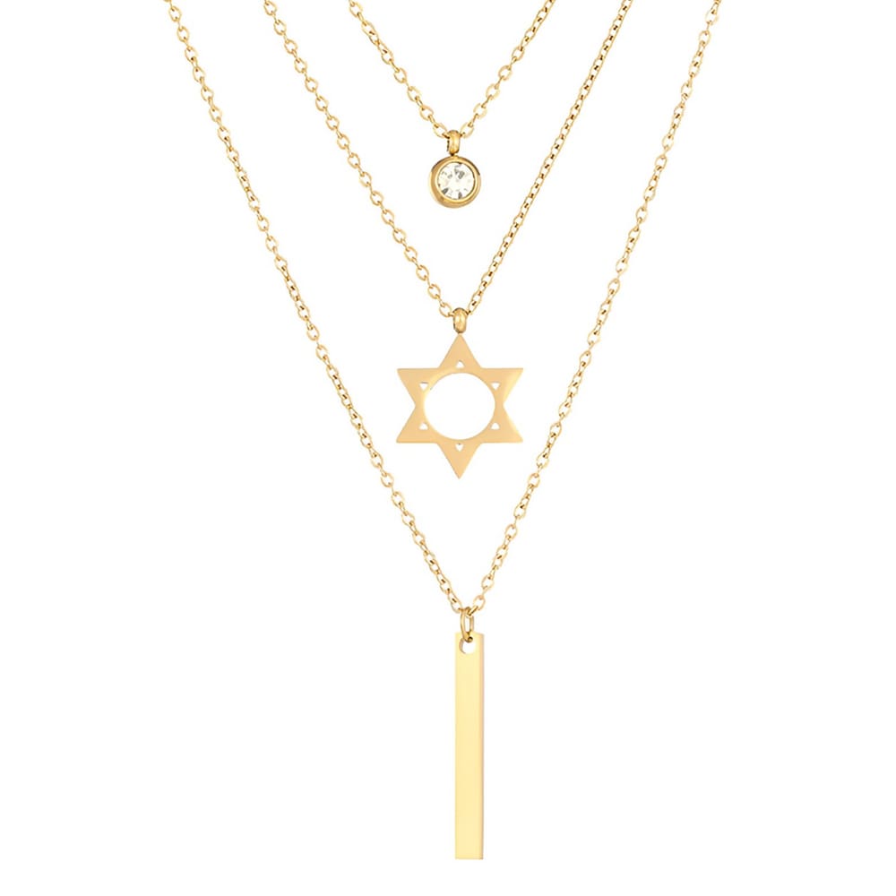 Colar Feminino Trio Estrela Saiph Ponto De Luz Banhado Ouro