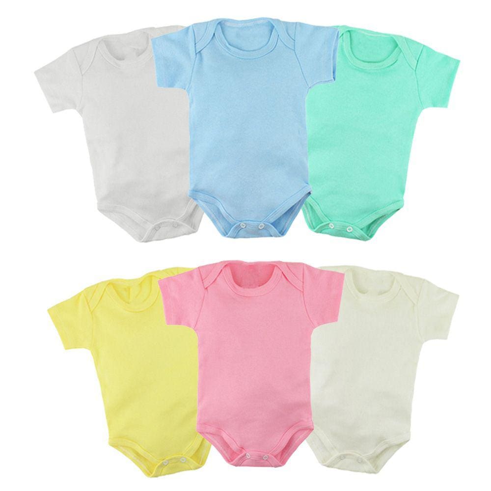 Kit Roupa Bebê 4 Peças Body Manga Curta Liso Suedine Verão