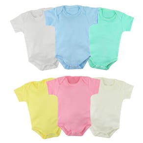 Kit Roupa Bebê 4 Peças Body Manga Curta Liso Suedine Verão