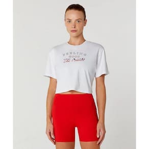 T-shirt Alto Giro Cropped De Algodão Feminina Ref:2412702
