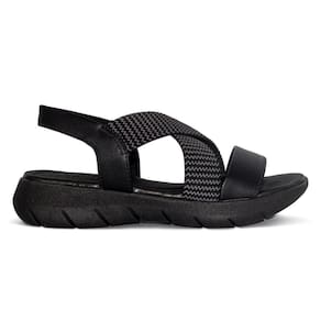 Sandália Usaflex Feminina Plataforma Couro Tiras Elásticas Casual AL1403