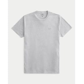 Camiseta Cinza Claro Mesclado Hollister Masculina Ícone Bordado