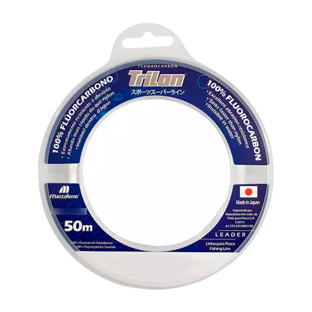 Linha Mazzaferro Trilon Leader 100% Fluorcarbono Nylon 0,45mm 35,6Lb 16,2Kg 50m