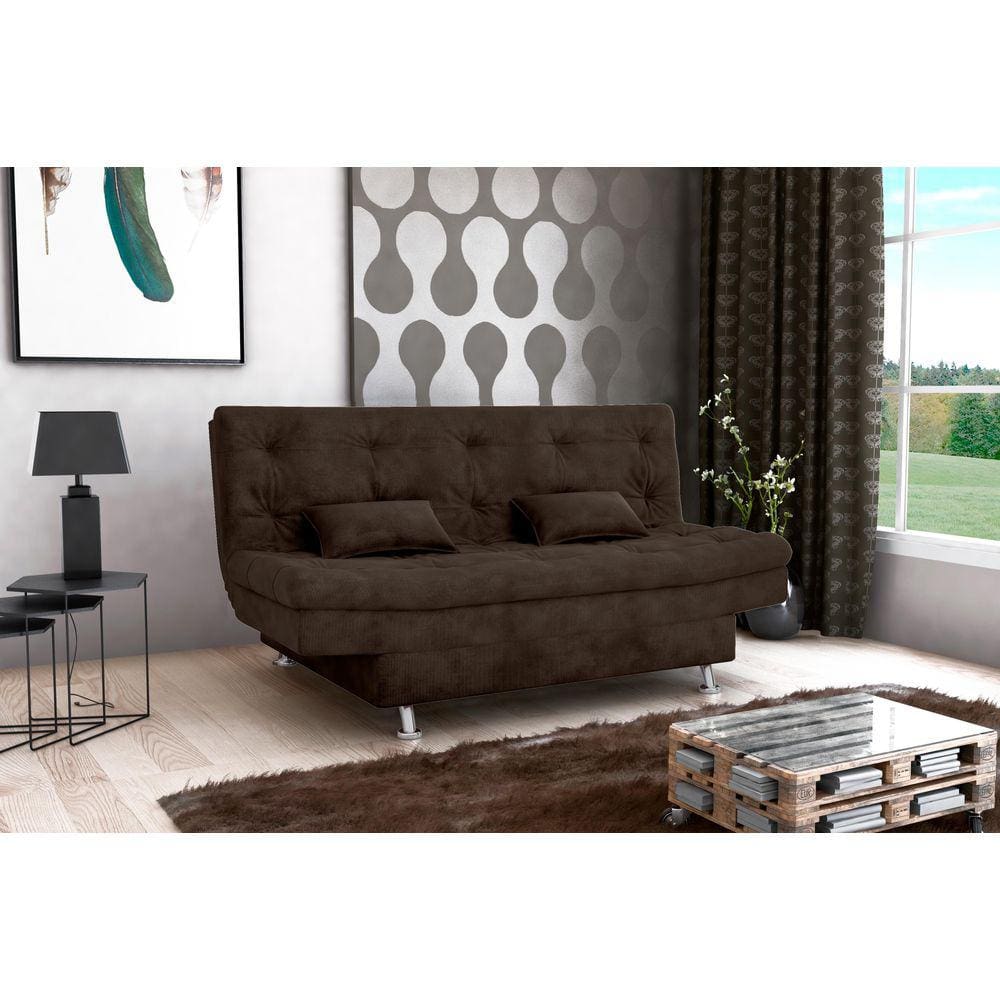 Sofá Cama Salomé Suede Marrom B256 - Matrix