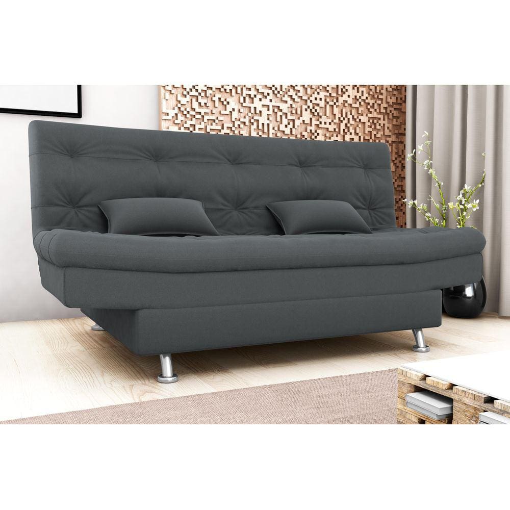 Sofá Cama Salomé Veludo Cinza E425 - Matrix