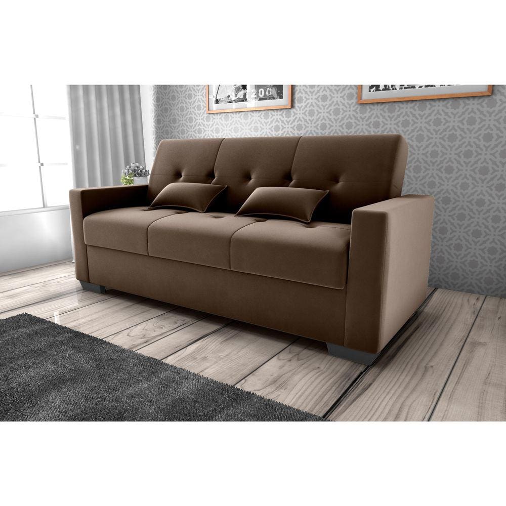 Sofá Cama Lavinia Veludo Marrom E426 - Matrix