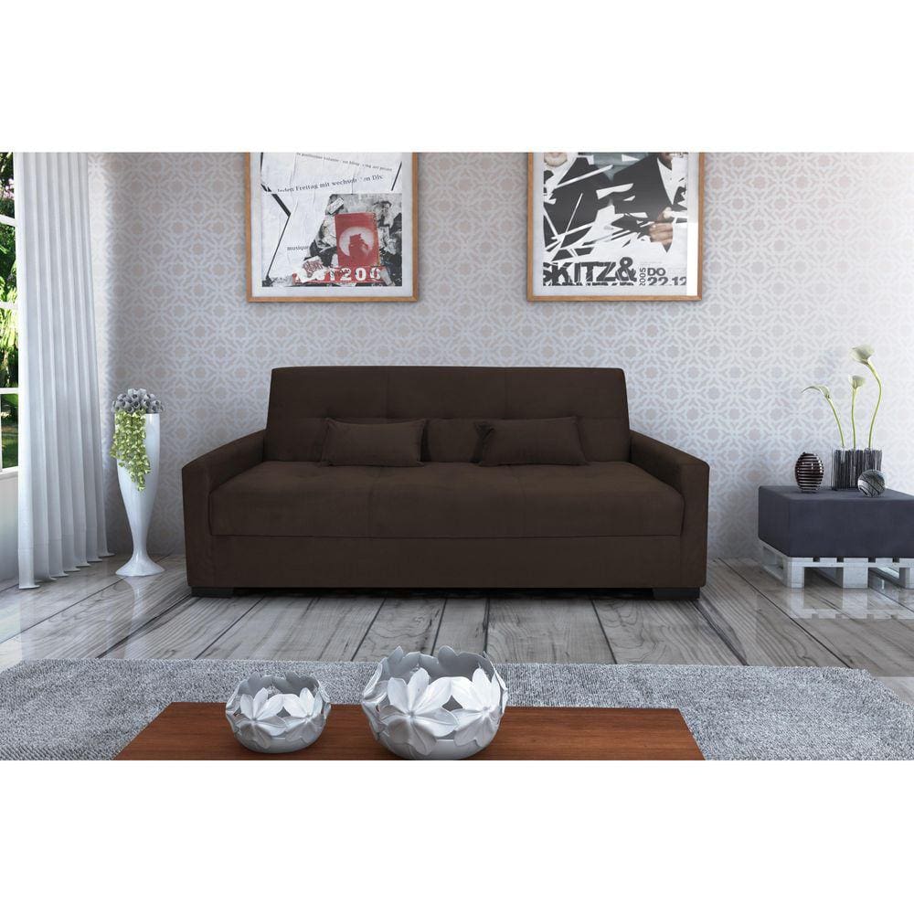 Sofá Cama Lavinia Suede Marrom B256 - Matrix