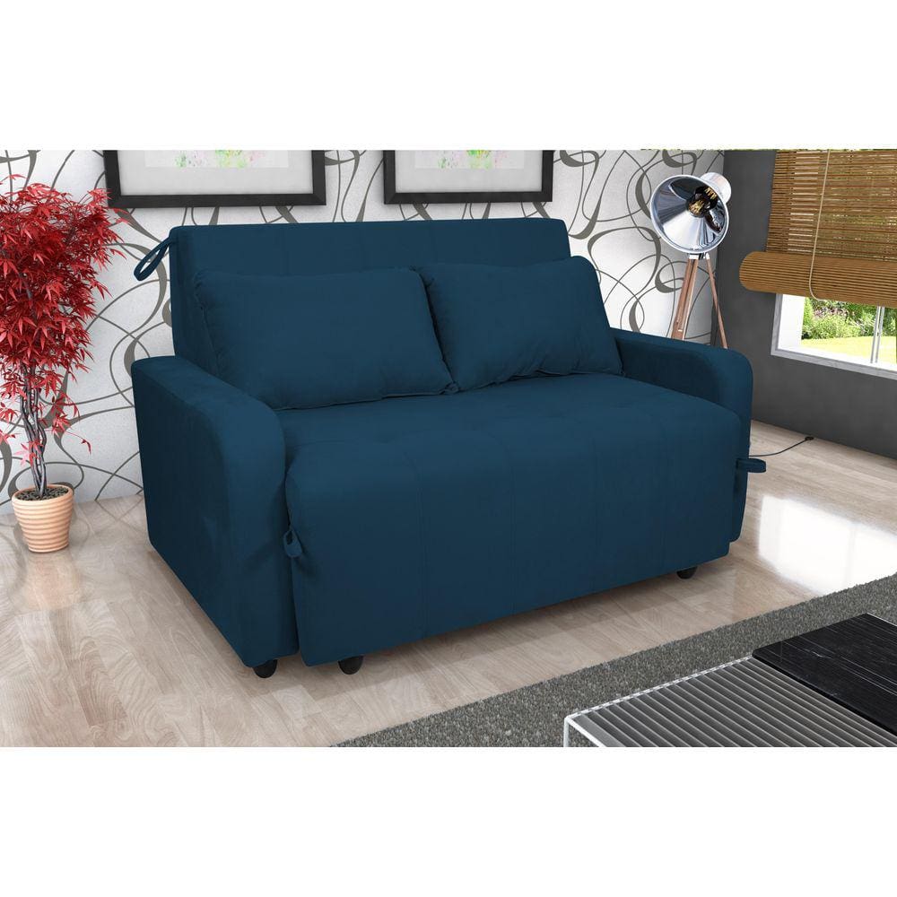 Sofá Cama Amora Suede Azul B254 - Matrix