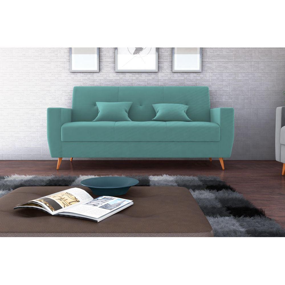Sofá Cama Pamela Veludo Verde Menta E437 - Matrix