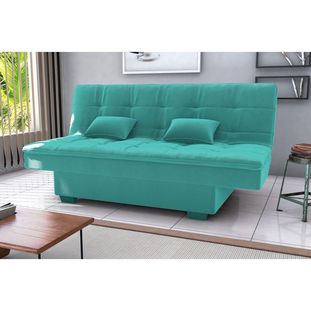 Sofá Cama Esmeralda Veludo Verde Menta E437 - Matrix
