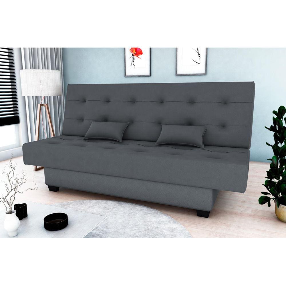 Sofá Cama Laila Veludo Cinza E425 - Matrix