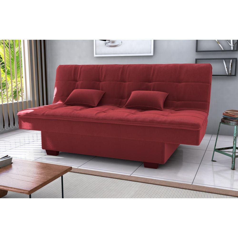 Sofá Cama Esmeralda Veludo Vinho E432 - Matrix