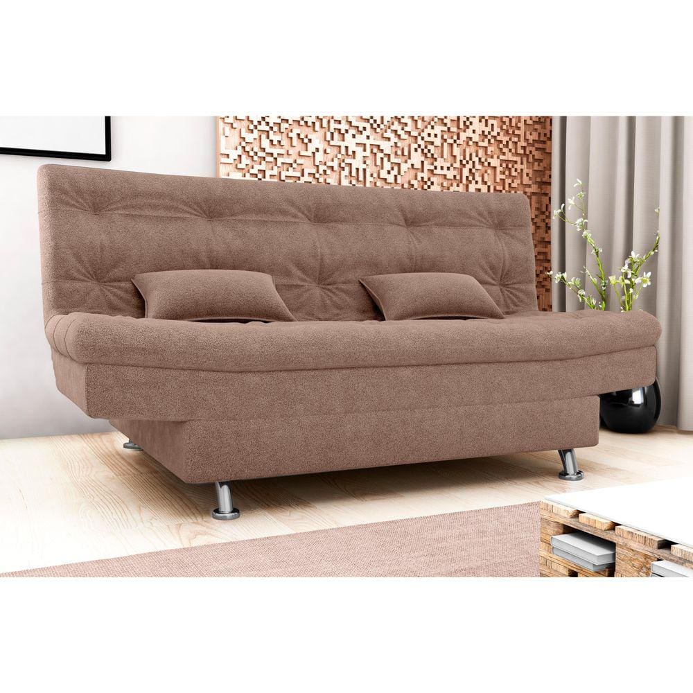 Sofá Cama Salomé Boucle Marrom F498 - Matrix