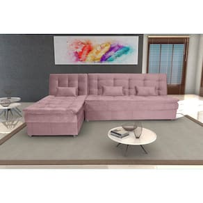 Sofá Cama Reclinavel com Chaise Penélope Turkey Rosa F447 - Matrix