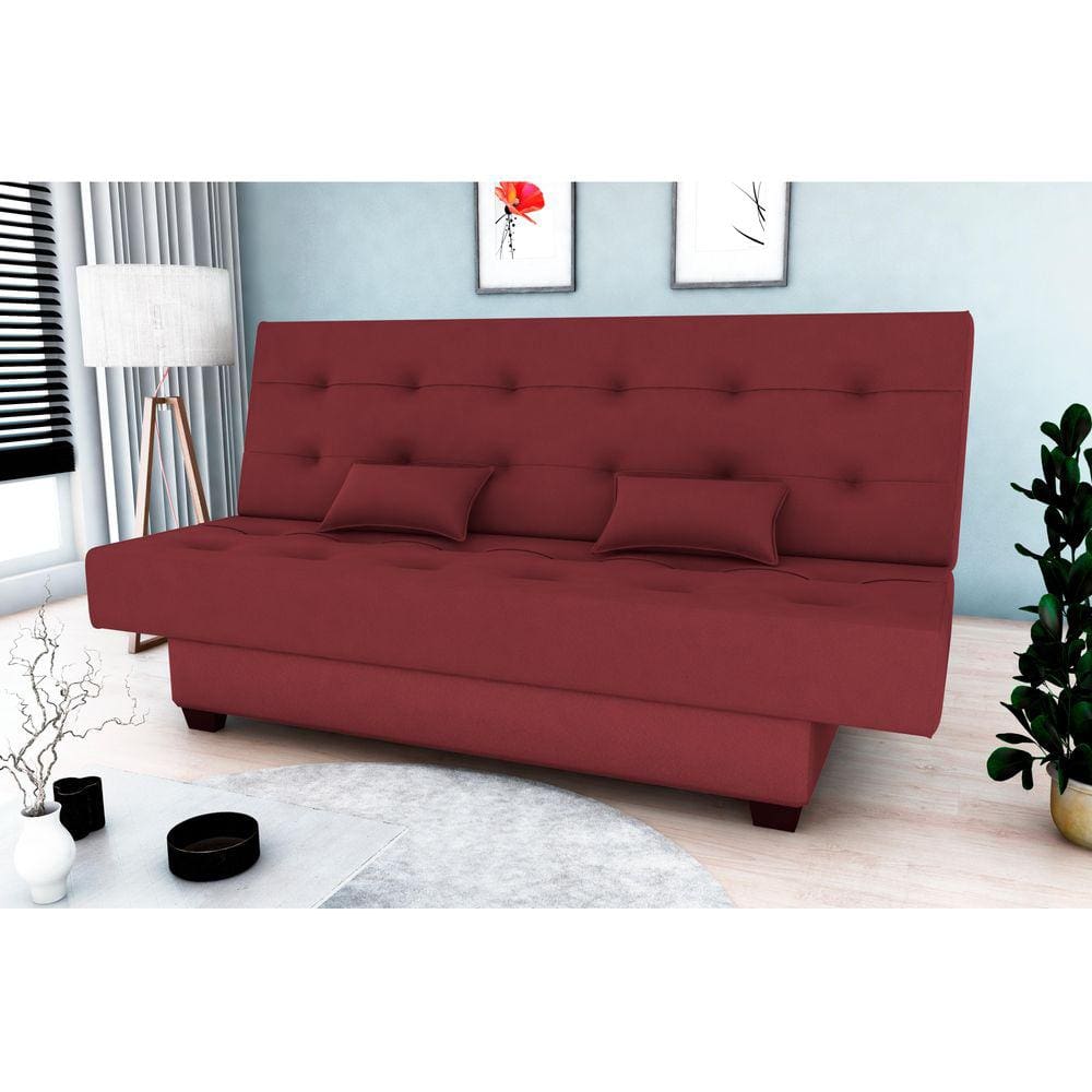 Sofá Cama Laila Veludo Vinho E432 - Matrix