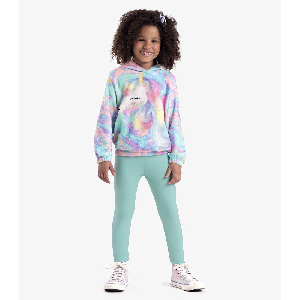 Conjunto inverno menina blusa e legging - unicórnio - Fleece