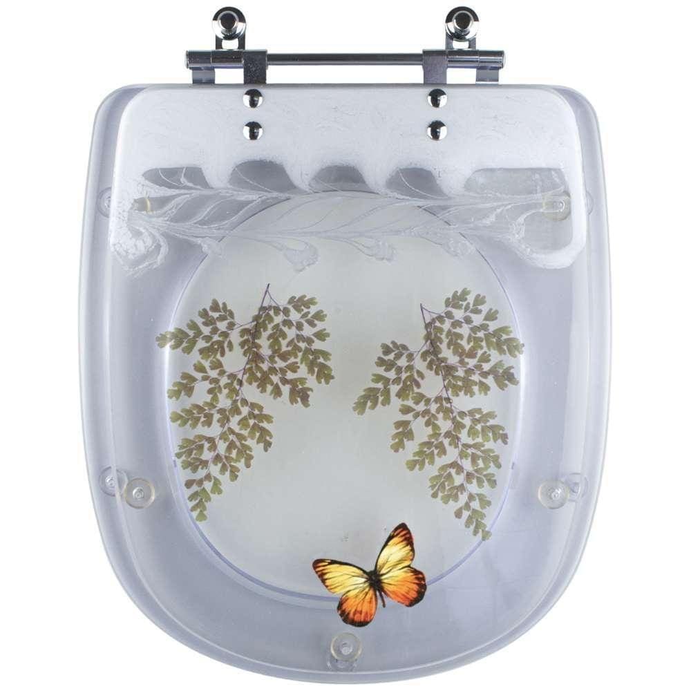 Tampa De Vaso Decorada Borboleta Square Transparente Para Vaso Lorenzetti