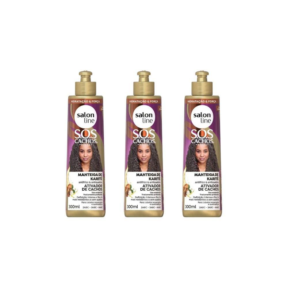 Ativador Cachos Salon Line 300ml Sos Cachos Mant Karite- 3un