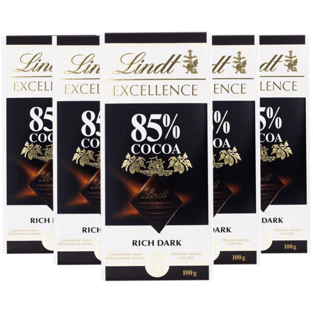 Kit Com 5Un Chocolate Suiço Lindt Excellence 85% Dark 100G