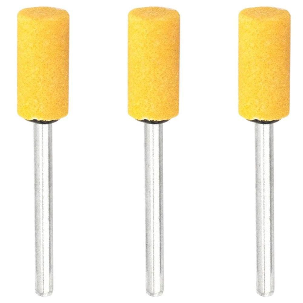 Kit 3 Ponta Montada Amarela 8Mm Desbaste Fino Micro Retifica