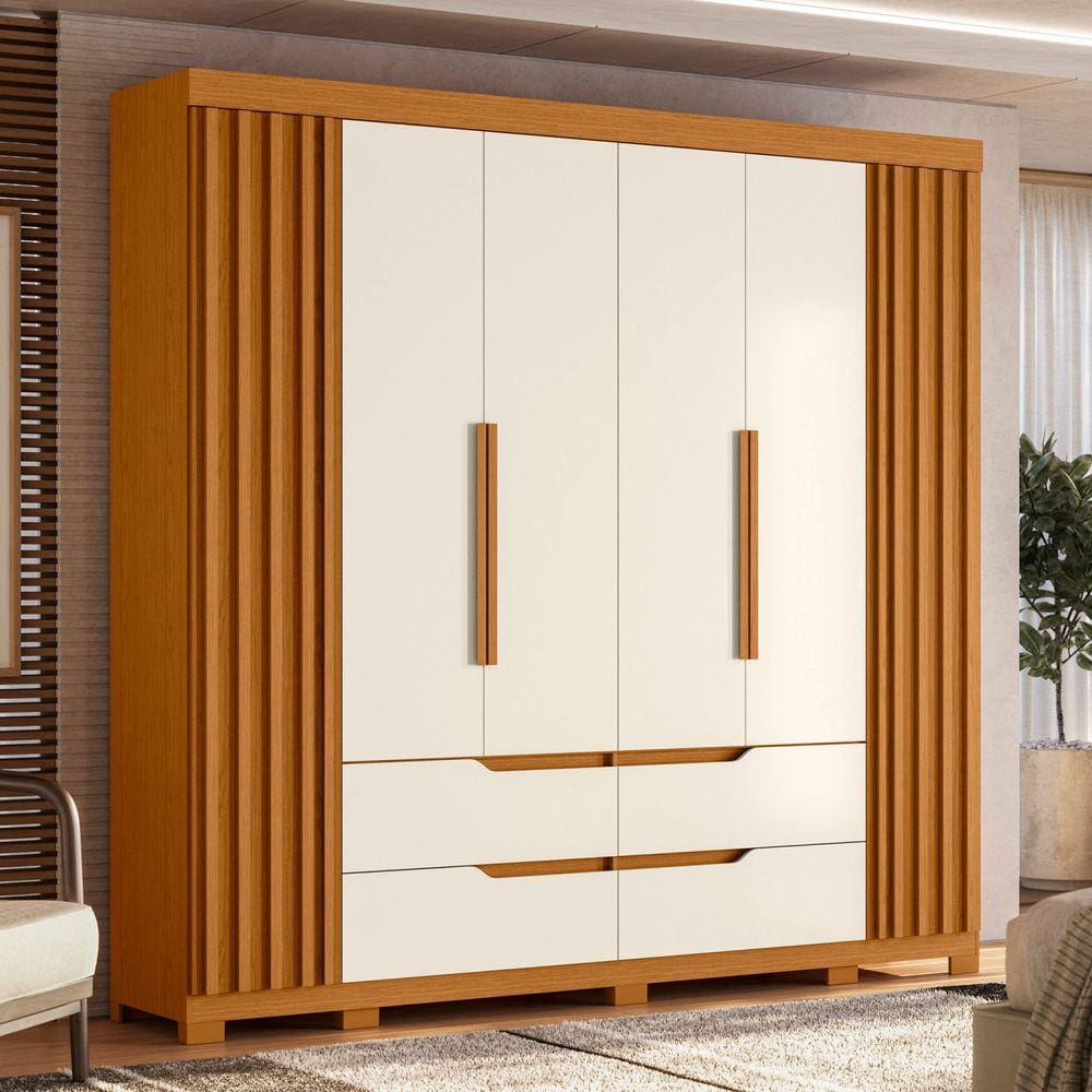 Guarda-roupa 06 Portas e 04 Gavetas Doble Casal Cinamomo / Off White