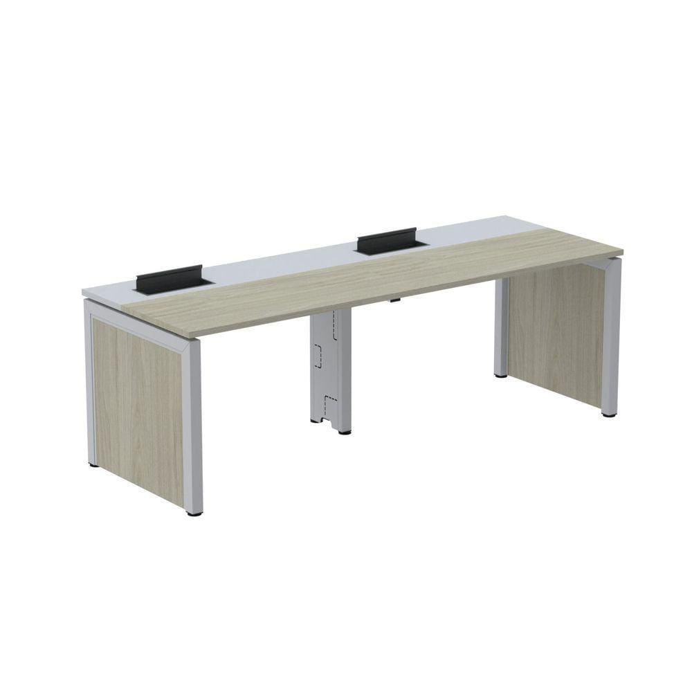 Escrivaninha Corporativa para 2 Pessoas 110x79,2cm Pscpp110 Nogueira Casablanca/Cinza