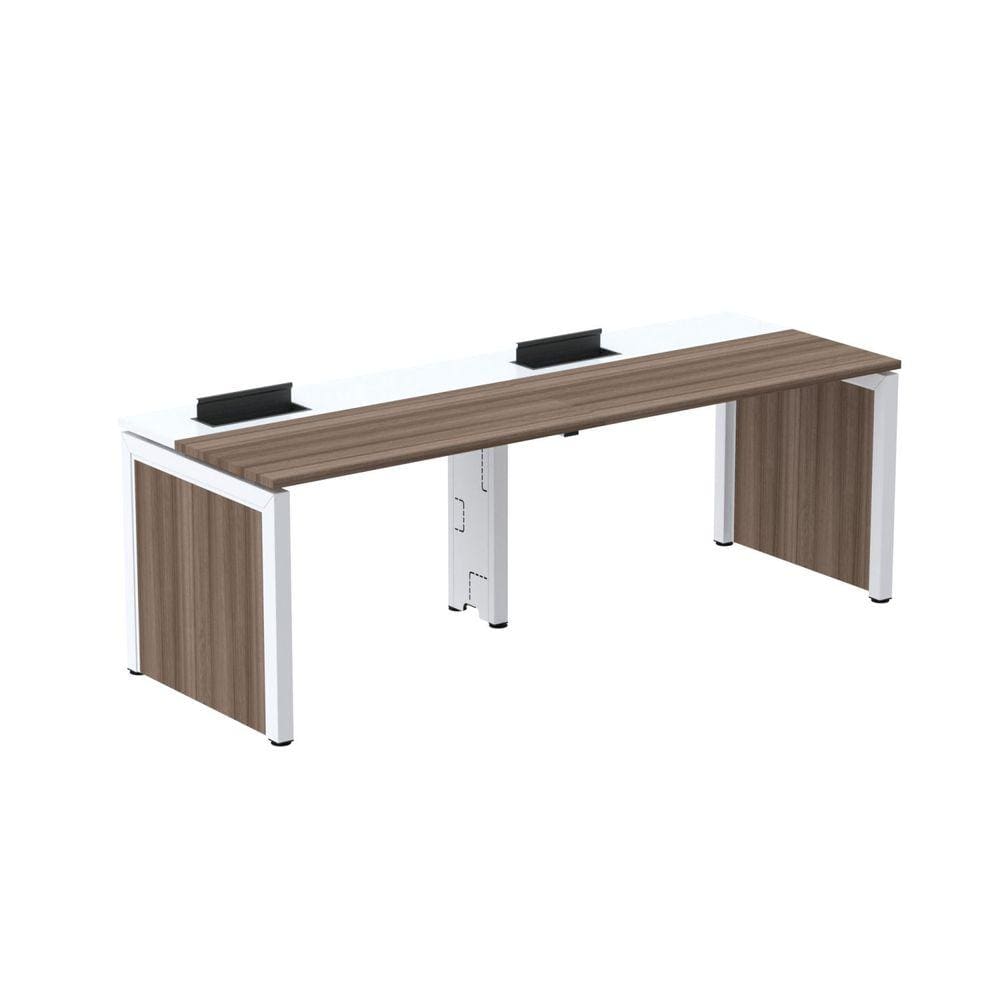 Mesa de Plataforma Simples para 2 Pessoas Corporativa 160x792/2p Pscpp160/792/2p Walnut/Preto