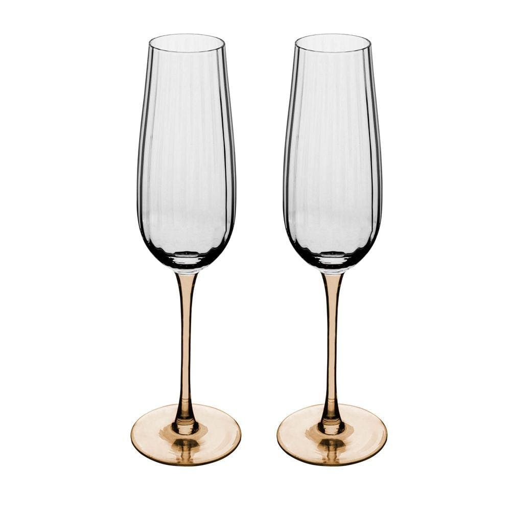 Conjunto 2 Taças de Champanhe de Vidro com Haste Âmbar Classic 230ml - Wolff