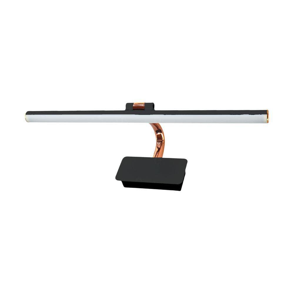 Arandela Mirror Linear Quadro Preto e Cobre 50cm Led 12W 3 em 1 Bivolt