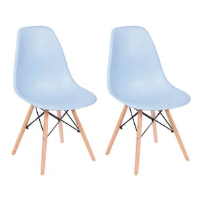 Conjunto 2 Cadeiras Eiffel com Base em Madeira – Azul