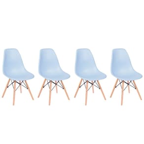 Conjunto 4 Cadeiras Eiffel com Base em Madeira – Azul
