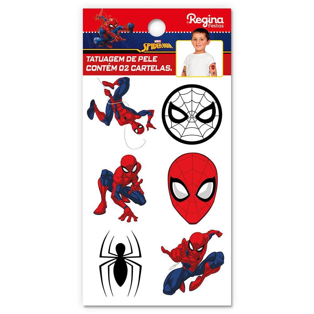 Tatuagem de Pele Temporária Infantil Homem Aranha