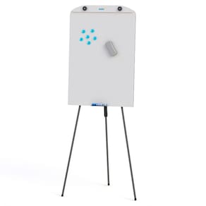 Quadro Lousa Flip Chart Branco 90x60 cm Retrátil Magnético com Regulagem Altura 175cm