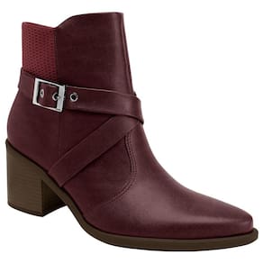 Bota Cano Curto Bico Fino Piccadilly 766002 Feminina - Vinho