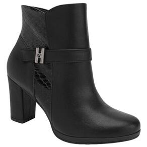 Bota Cano Curto Salto Forrado Piccadilly 130237 Feminina - Preta