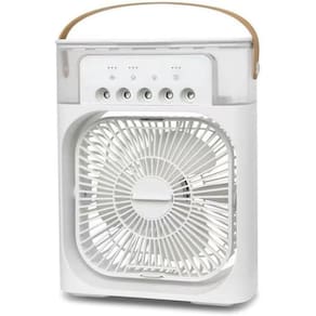 Ventilador Portátil de Mesa Mini Ar Condicionado Umidificador Climatizador Pode Colocar Gelo Luz Led (Branco)
