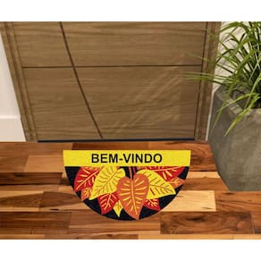 Capacho Personalizado Bem Vindo Com Flore e Plantas
