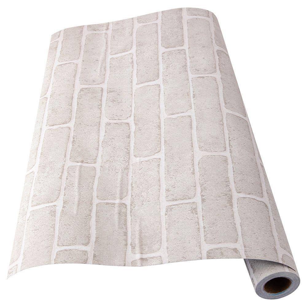 Papel de Parede Adesivo Lavável Tijolos 3D Cinza 20m x 45cm