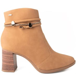 Bota Feminina Casual Salto Bloco Alto Cano Baixo com Strass Dakota G9901