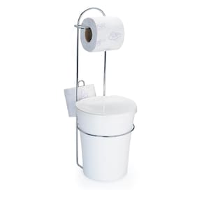 Suporte De Chão Papel Higiênico Com Lixeira Branca Arthi