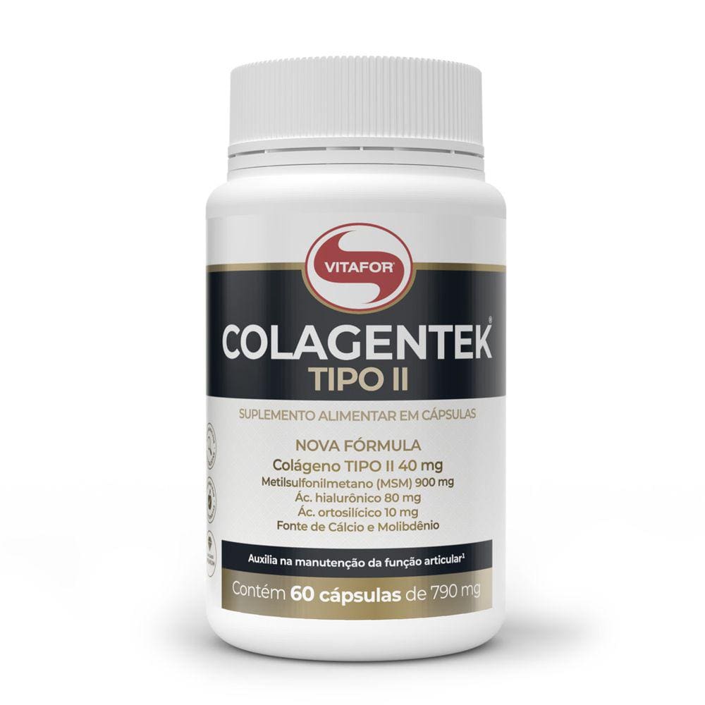 Colagentek ® TIPO II  MSM ácido hialurônico (60 Caps) Vitafor