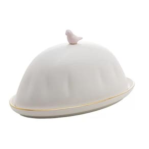 Manteigueira de Porcelana Birds 16x10x9cm Wolff