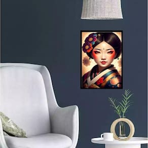Quadro Japonesa Gueixa 24X18Cm - Com Vidro