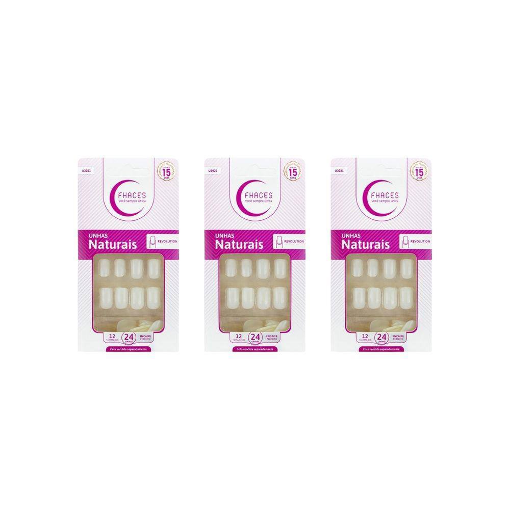 Unhas Postiças Fhaces Natural Revolution Com 24un - 3un