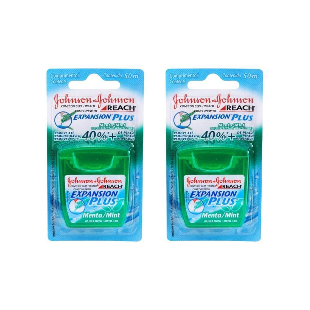 Fio Dental Johnsons Reach 50M Menta - Kit C/ 2un