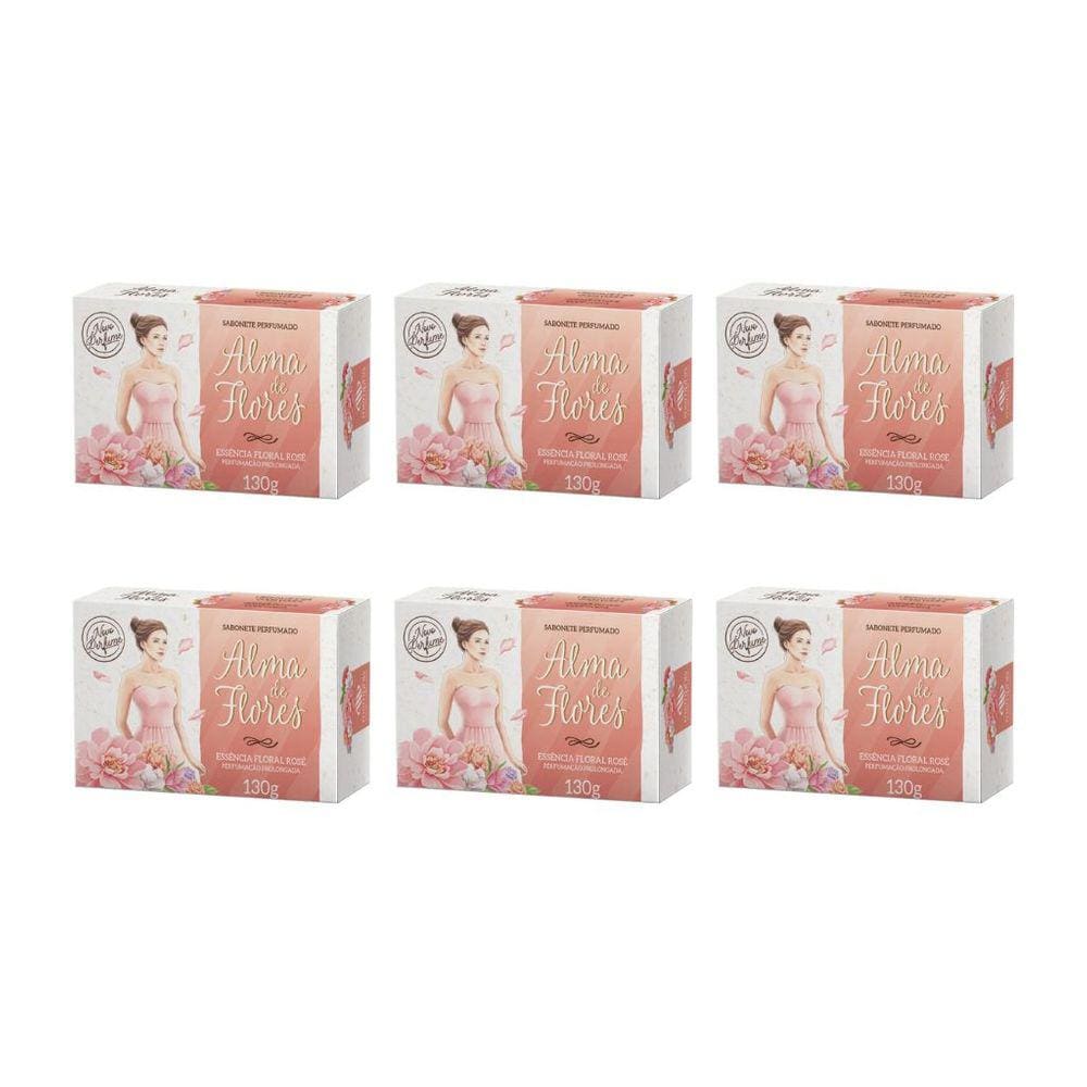 Sabonete Alma de Flores 130g Floral Rose-Kit C/6un