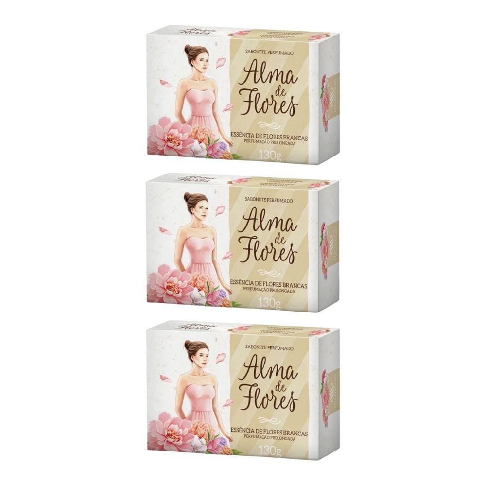 Sabonete Alma de Flores 130g Flores Brancas-Kit C/3un